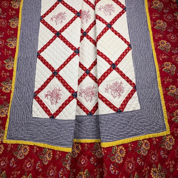 Quilt Lightweight Full/Queen Cotton 87 X 84 Floral Square Granny Cottage Country - Picture 4 of 13